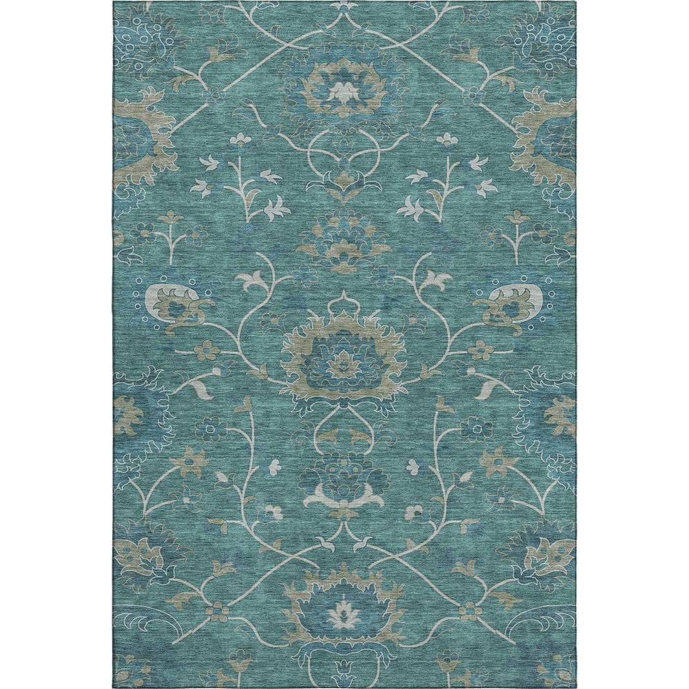 Mayfield Premium Machine Washable Abstract AMF2290 Teal 5 ft. x 7 ft. 6 in. Area Rug price history on PriceWatchPro