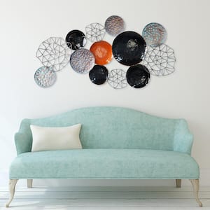 "Plateau" Hand Painted Etched Metal Wall Sculpture 47.6 in. x 25.6 in.