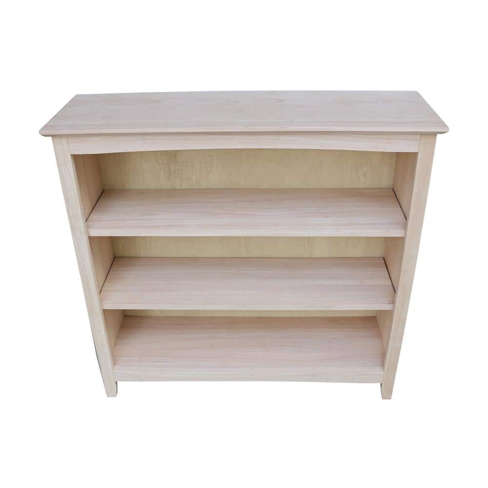 Adjustable Solid Wood Brown Shaker Bookcase, 45" Length