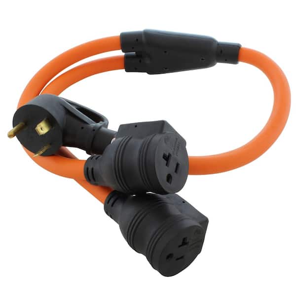 3 ft. RV 30A TT-30P Plug to Two 5-20R 15/20A Household Outlets with 20A Breakers