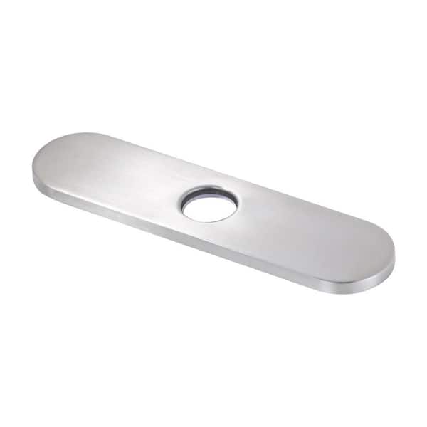 10 in. x 2.46 in. x 0.37 in. Stainless Steel Kitchen Sink Faucet Hole Cover Deck Plate Escutcheon in Brushed Nickel