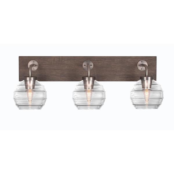 Unbranded Kirby 26.25 in. 3-Light Graphite and Painted Distressed Wood-look Metal Vanity Light