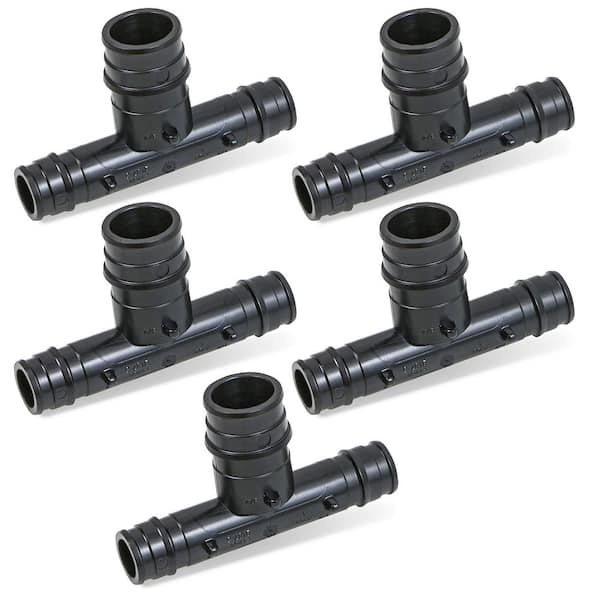 PLUMBFLEX 1/2 in. x 1/2 in. x 3/4 in. PEX-A Reducing Tee Pipe Fitting Plastic Poly Alloy Expansion Barb in Black (Pack of 5)