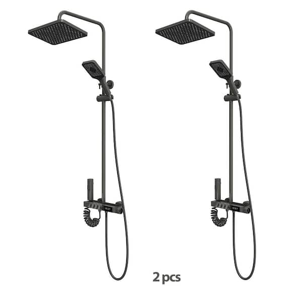 FUFU&GAGA Shower System Thermostatic Piano Key Shower Faucet Set with Digital Display Shower Combo Set, Gun Gray, (2-Pieces)