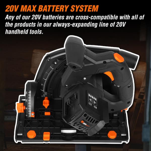 WEN 20V Max 6.5-Inch Cordless Circular Saw with 4.0 Ah Lithium-Ion Battery and Charger