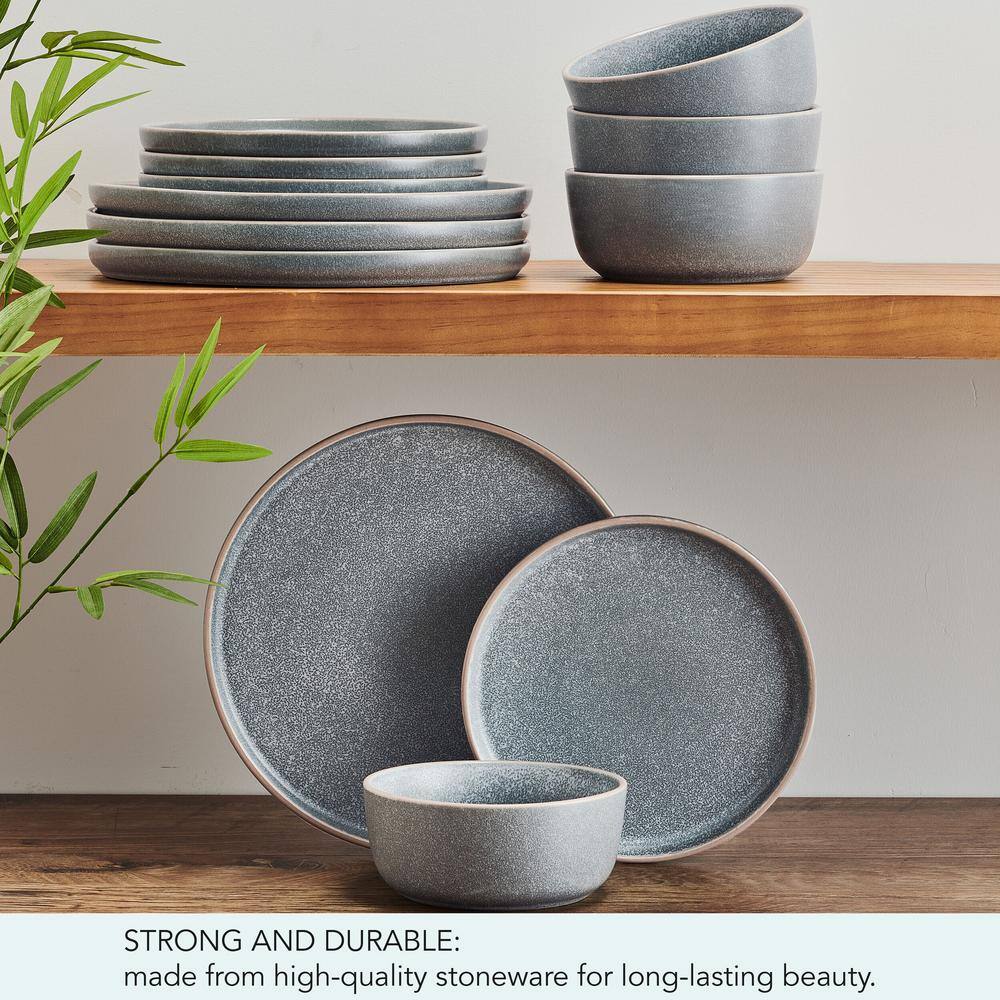 Gray Variegated Glaze Ceramic Dinnerware Set, Service for 4