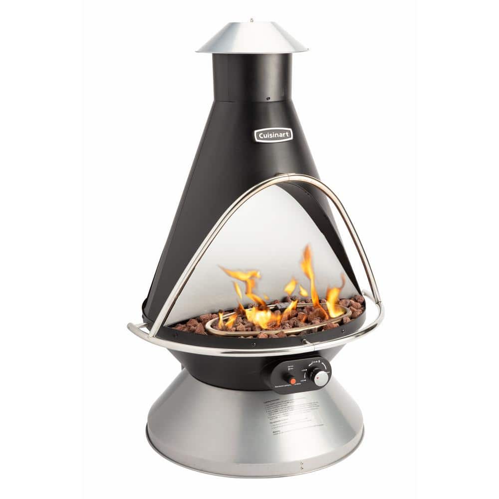 Cuisinart Black and Stainless Steel Chimenea Propane Fire Pit