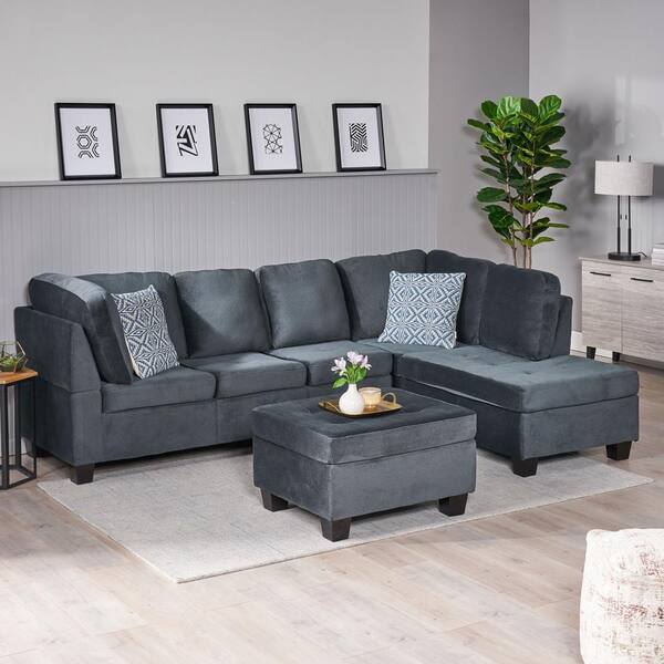 Charcoal Microfiber Sectional Sofa | Baci Living Room