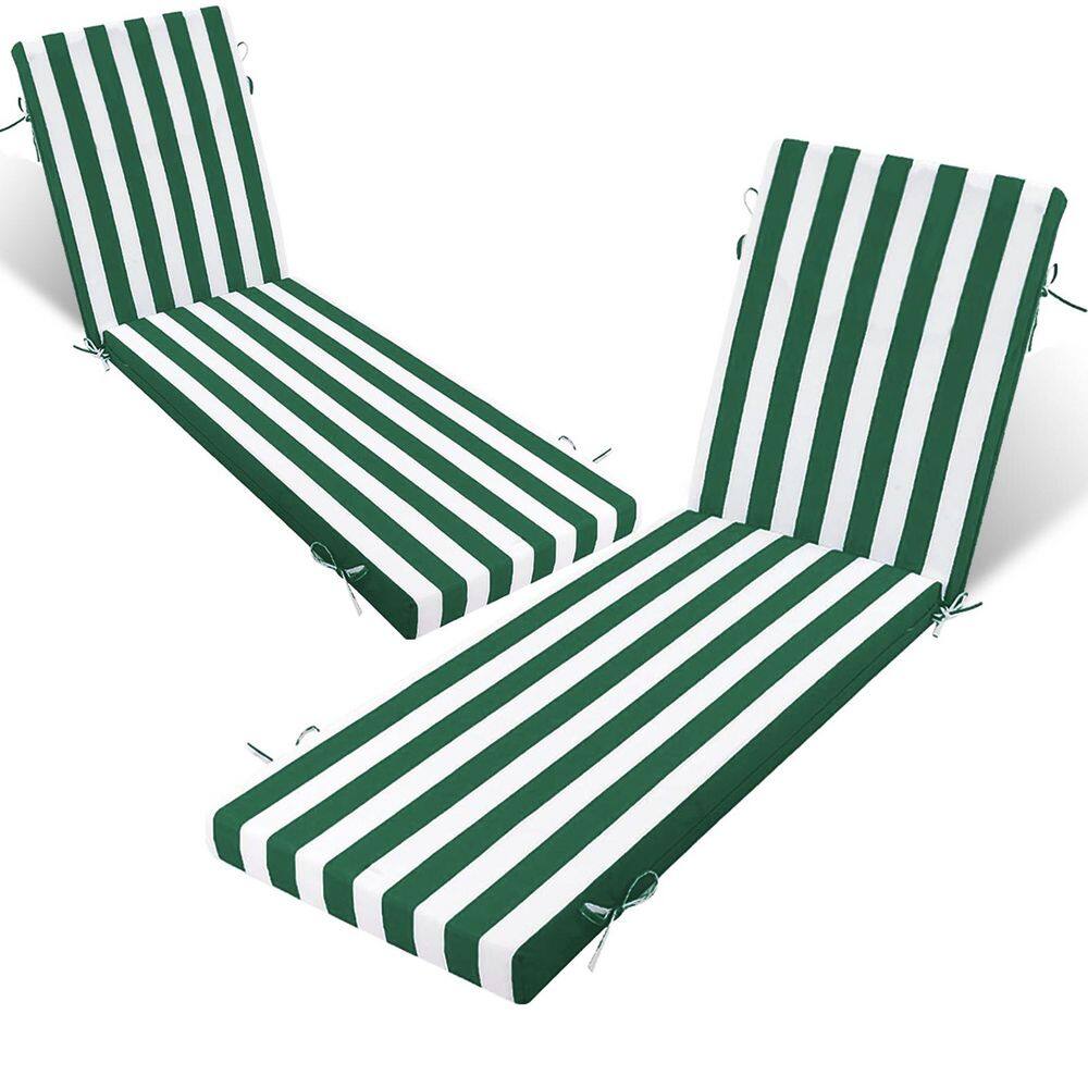 Outdoor Chaise Lounge Cushion, 72 in. x 21 in. x 3in. Fade-Resistant Patio Chair Pad for Pool Beach Green White, 2-Piece price history on PriceWatchPro