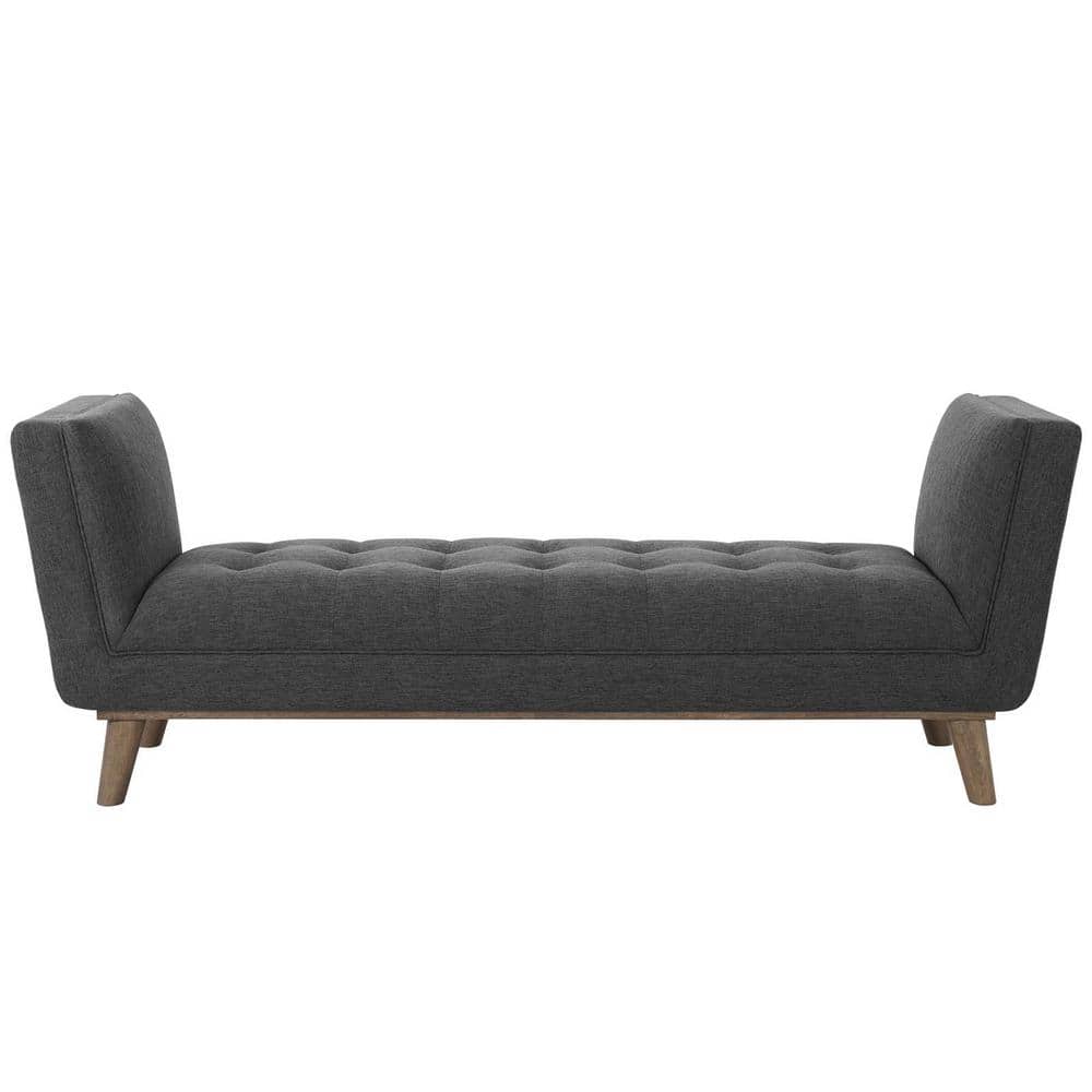 Haven Gray Tufted Upholstered Fabric Accent Bench