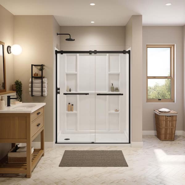 Interflo 6030 Acrylic Alcove Five-piece Shower in White with Left-hand Drain