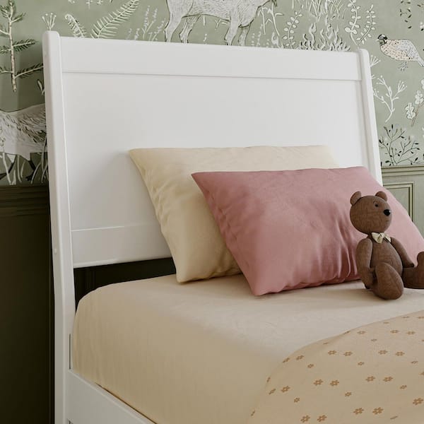 AFI Casanova Sleigh White Twin Solid Wood Panel Headboard