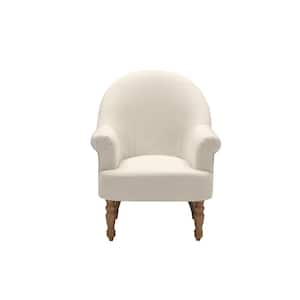 Ariela Cream White Upholstered Linen Accent Arm Chair With Button Tufted