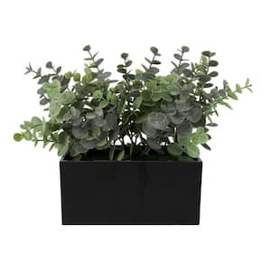 9 in. H Artificial Ficus Plant with Black Melamine Pot