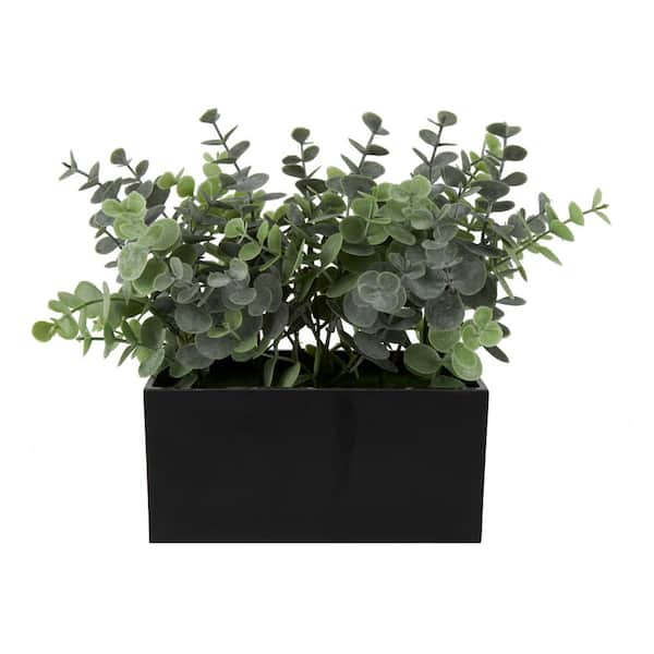 Litton Lane 9 in. H Artificial Ficus Plant with Black Melamine Pot