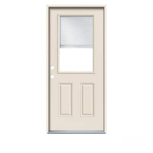 32 in. x 80 in. Primed Right-Hand Inswing 1/2-Lite Clear Steel Prehung Entry Door w/ Brickmould