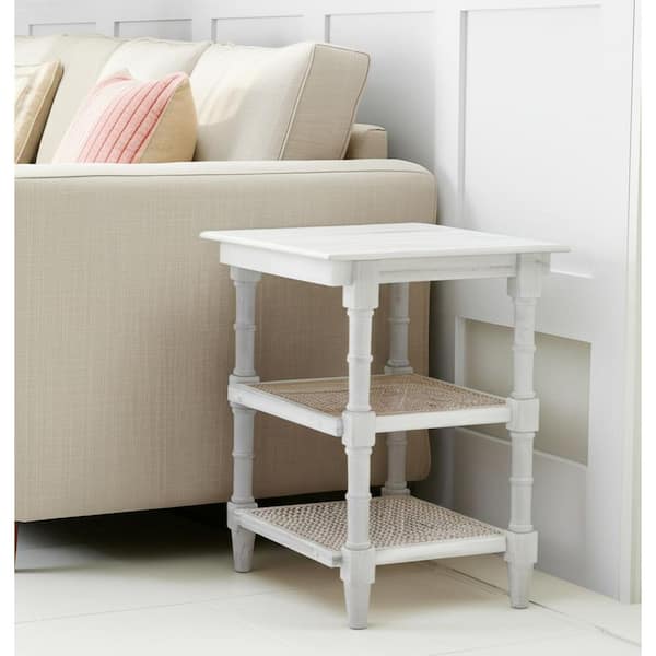 18 in. White Rectangle Wood End Table