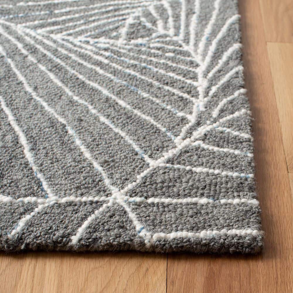Handmade Gray Wool Tufted Rectangular Area Rug, 3x5 Feet