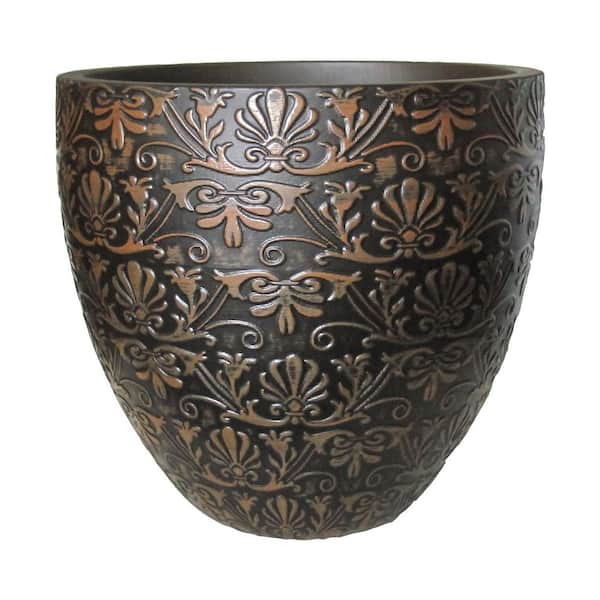 15 in. Aurelia Large Vintage Bronze Decorative High-Density Resin Planter (15 in. W x 14 in. H)