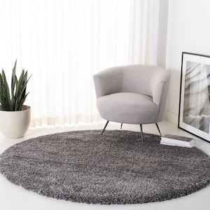 Fontana Shag Silver 7 ft. x 7 ft. Solid Round Area Rug