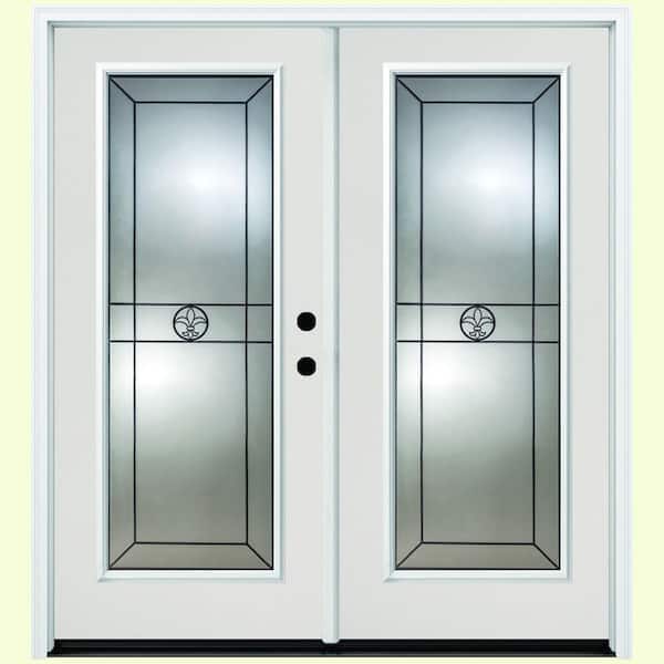 Steves & Sons 64 in. x 80 in. Orleans White Primer Prehung Primed Left-Hand Inswing Full Lite Fiberglass Patio Door