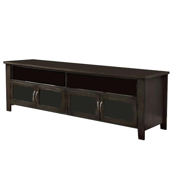 Alma 18 in. Rustic Oak Wood TV Stand 72 in. with Glass Doors