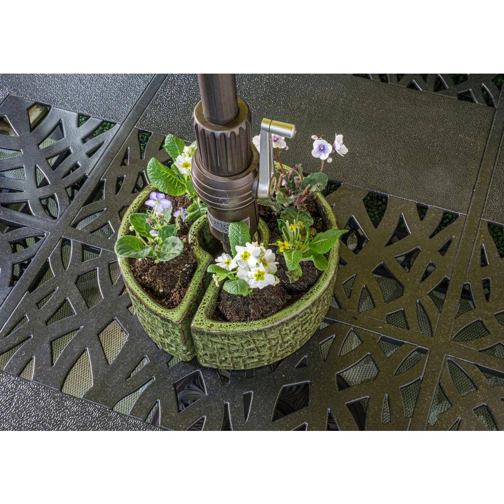 Island Green Ceramic Cobblestone Umbrella Planter