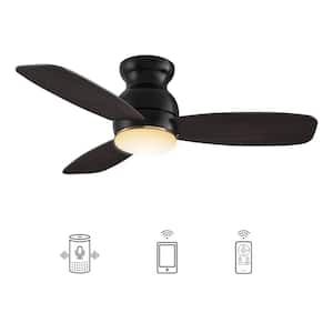 Trendsetter 44 in. Dimmable LED Indoor/Outdoor Black Smart Ceiling Fan with Light and Remote, Works w/Alexa/Google Home