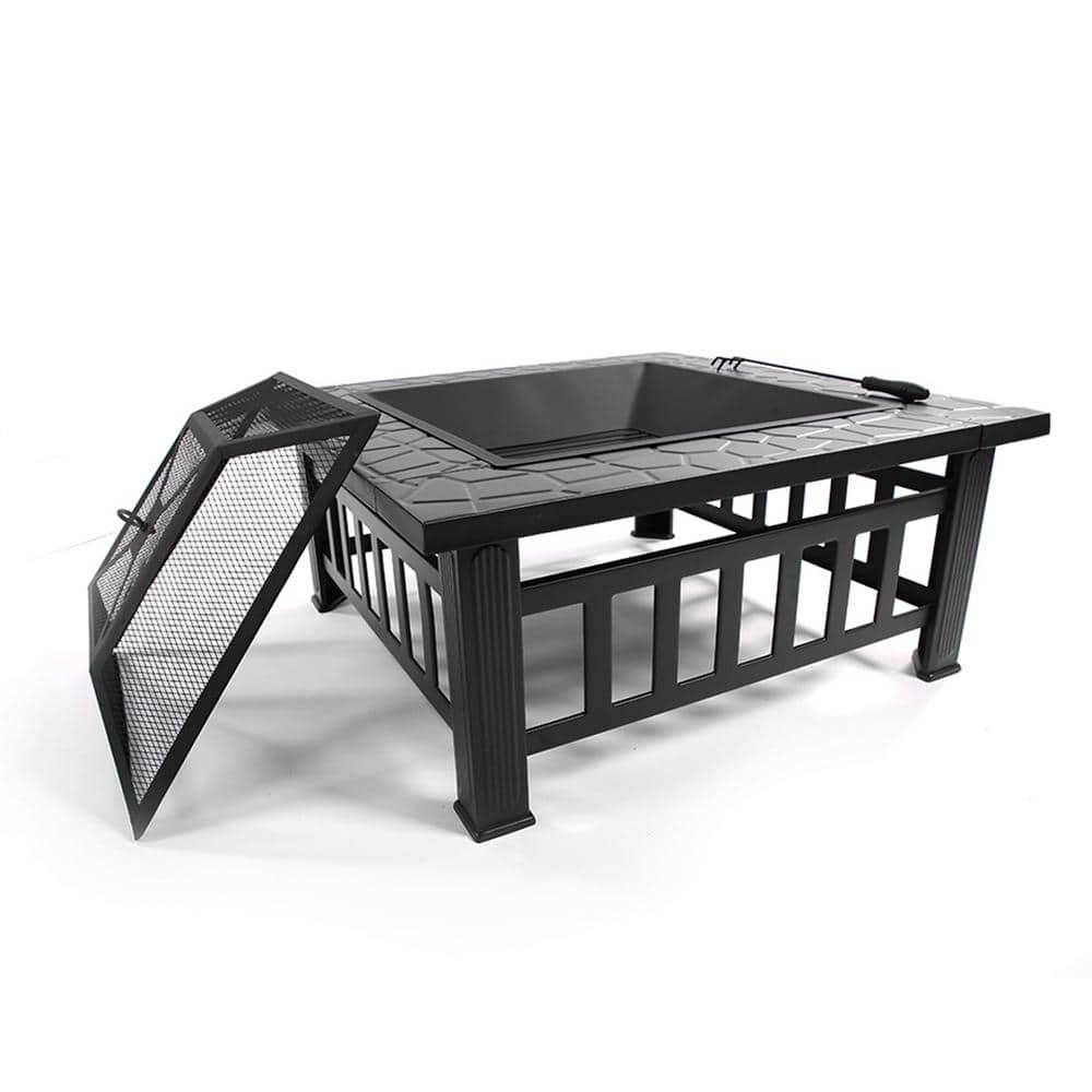 32 in. W x 17 in. H Outdoor Metal Portable Charcoal Black Fire Bowl with Ac