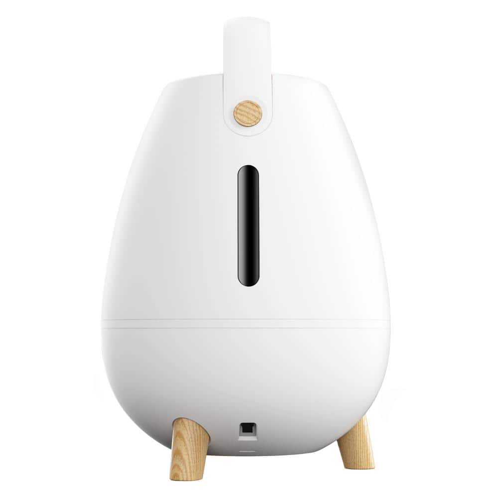 White Ultrasonic Humidifier with Wood Grain Accents and Auto Shutoff