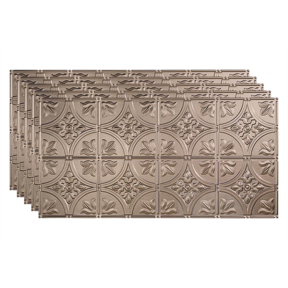 Brushed Nickel 2ft x 4ft Decorative Vinyl Glue-Up Ceiling Panels