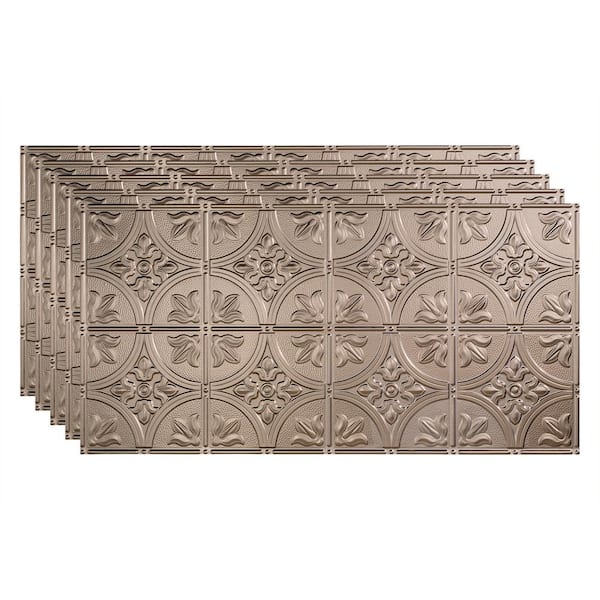 Fasade Traditional #2 2 ft. x 4 ft. Glue Up Vinyl Ceiling Tile in Brushed Nickel (40 sq. ft.)