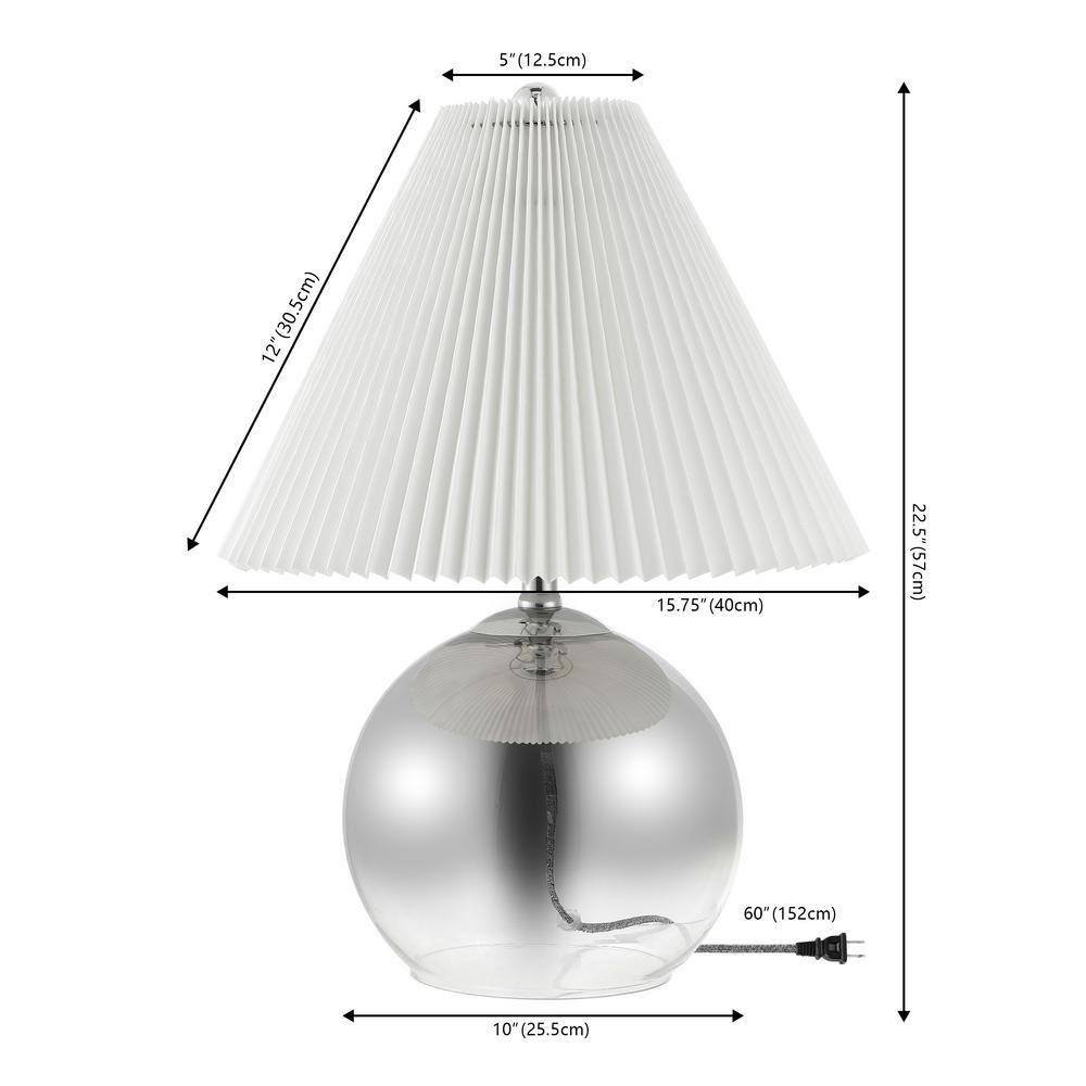 Louisa 22.5" Smoke Gradient Glass and Chrome Table Lamp with Pleated Shade