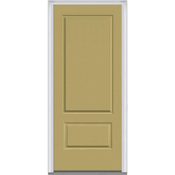MMI Door 36 in. x 80 in. Left-Hand Inswing 2-Panel Classic Painted Fiberglass Smooth Prehung Front Door