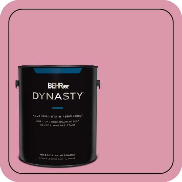 BEHR DYNASTY 1 gal. #110B-4 Foxy Pink Satin Enamel Interior Stain-Blocking Paint & Primer