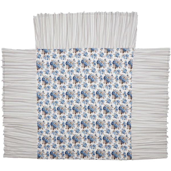 VHC BRANDS Annie Blue Floral Ruffled California King Cotton Coverlet