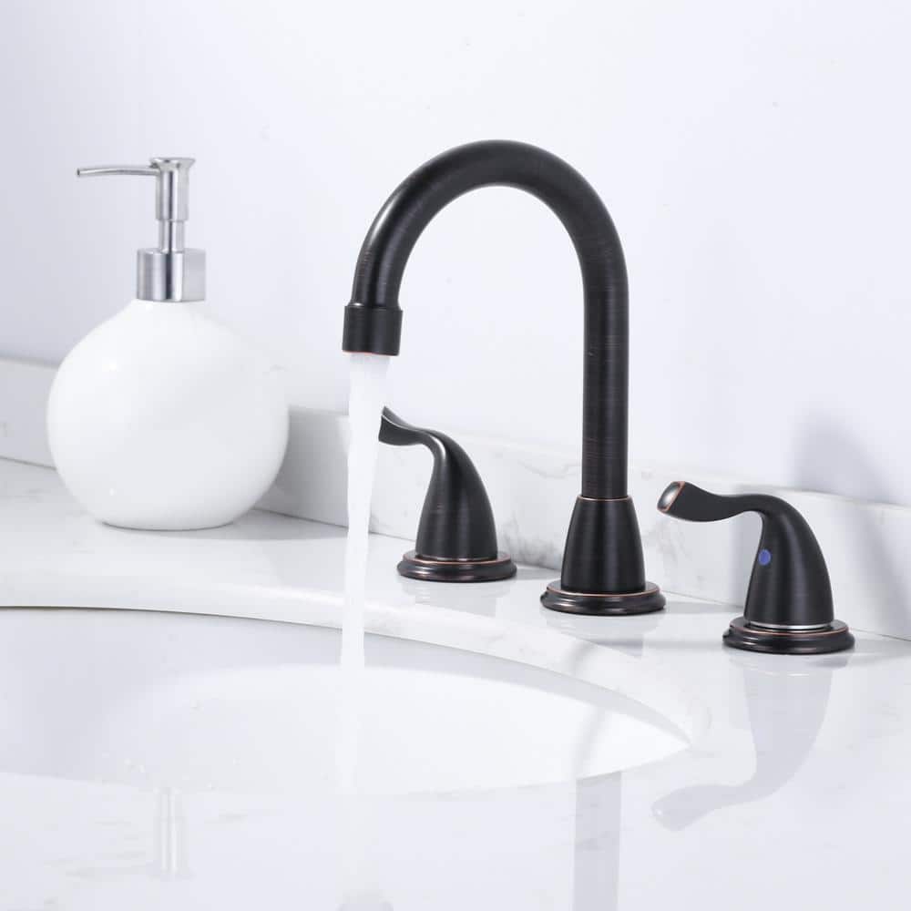 Oil Rubbed Bronze 8-Inch Widespread Bathroom Faucet with High Arc Spout