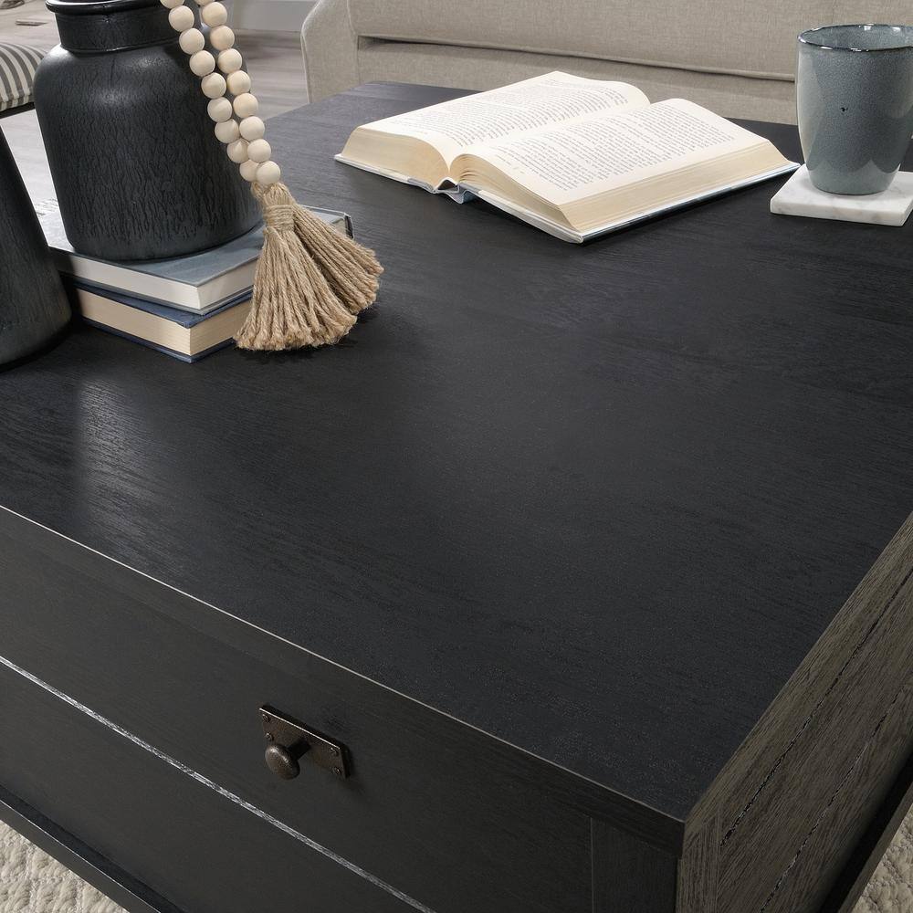 Raven Oak Rectangular Engineered Wood Coffee Table with Storage