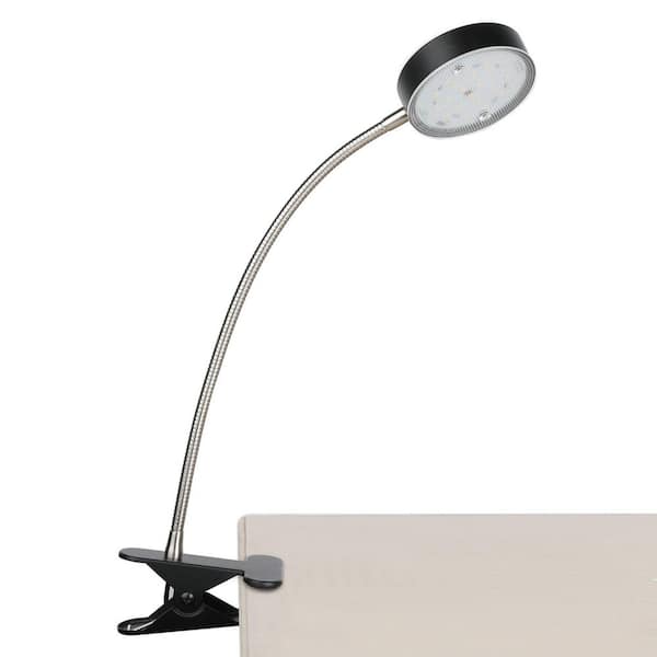 19.25 in. Black 360° Flexible Gooseneck LED Clamp Desk Lamp Light, Clip-on Light for Desk, Bed, Office, and Dorm Room