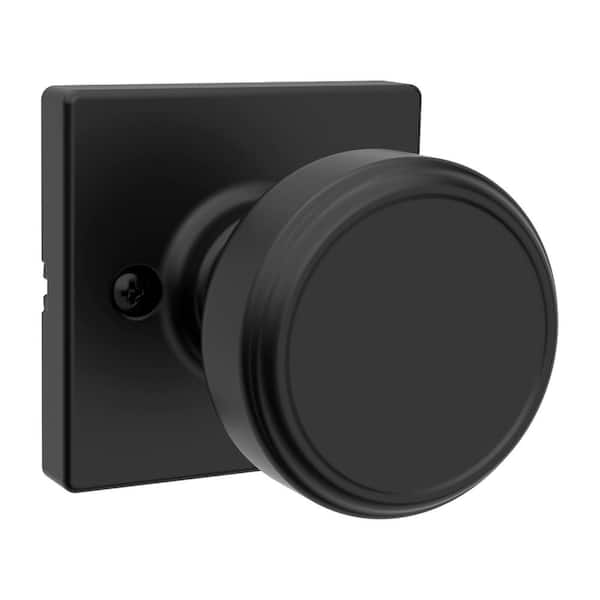 Maven Matte Black Square 2.71 in. Round Half Dummy Door Knob