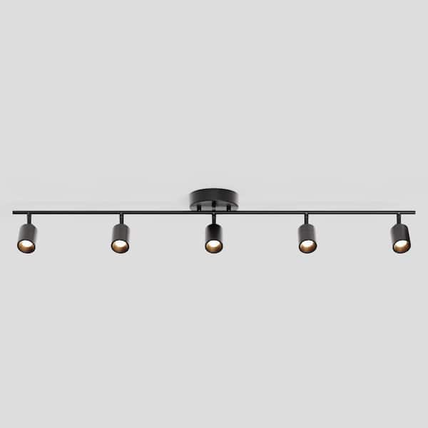Shura 5-Light Bronze Integrated LED Fixed Track Light Rotatable Cylinder Heads 4 ft. Track Lighting Kit 3000K 2450 Lumen