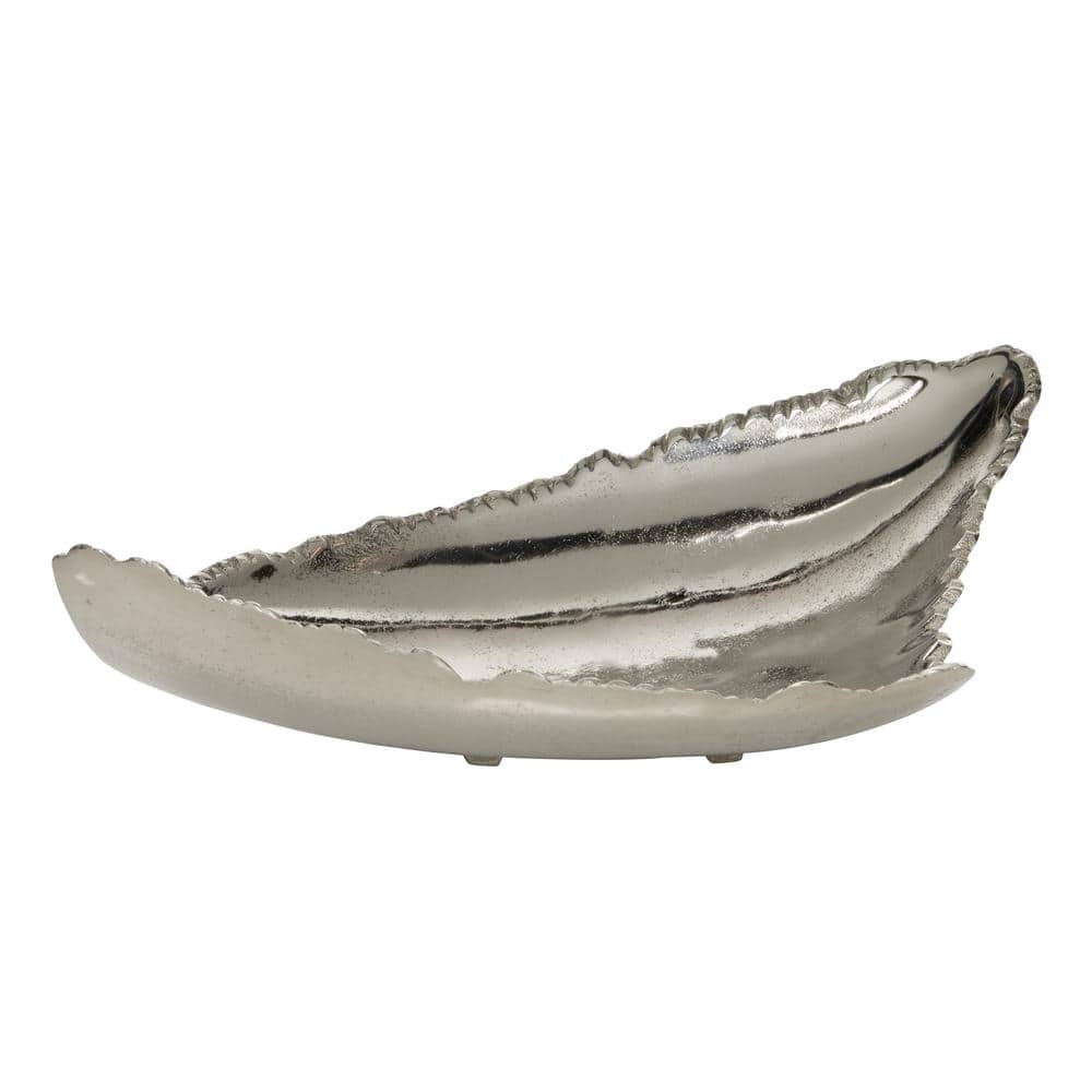 CosmoLiving 16" Silver Aluminum Live Edge Decorative Tray