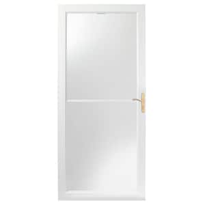 2000 Series 30 in. x 80 in. White Universal Full View Retractable Aluminum Storm Door with Brass Hardware