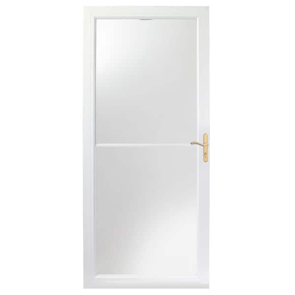Andersen 2000 Series 30 in. x 80 in. White Universal Full View Retractable Aluminum Storm Door with Brass Hardware