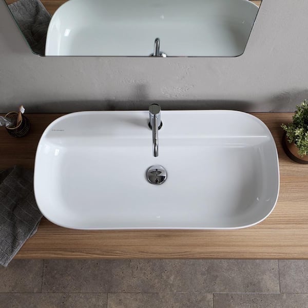 Nameeks Glam Vessel Sink in White Scarabeo 1801-One Hole