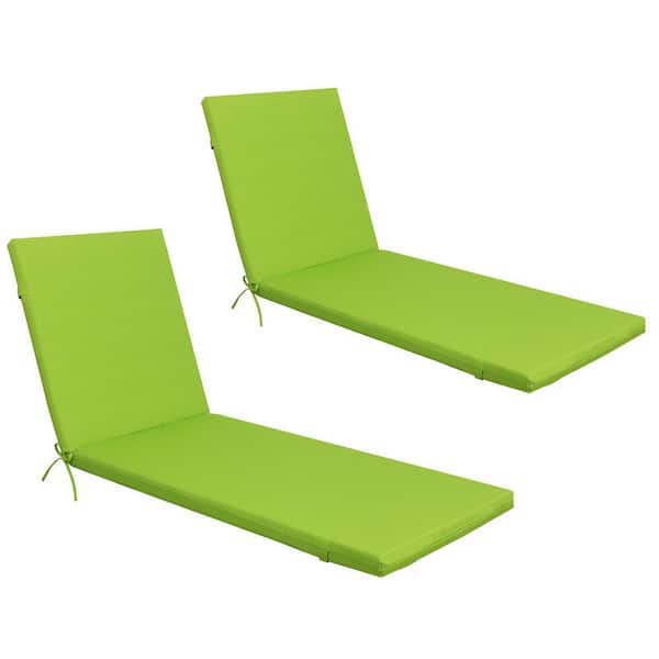 47 x 28 2-Piece Polyester Replacement Outdoor Lounge Chair Cushion, Patio Chaise Lounge Cushion with Back in Apple Green