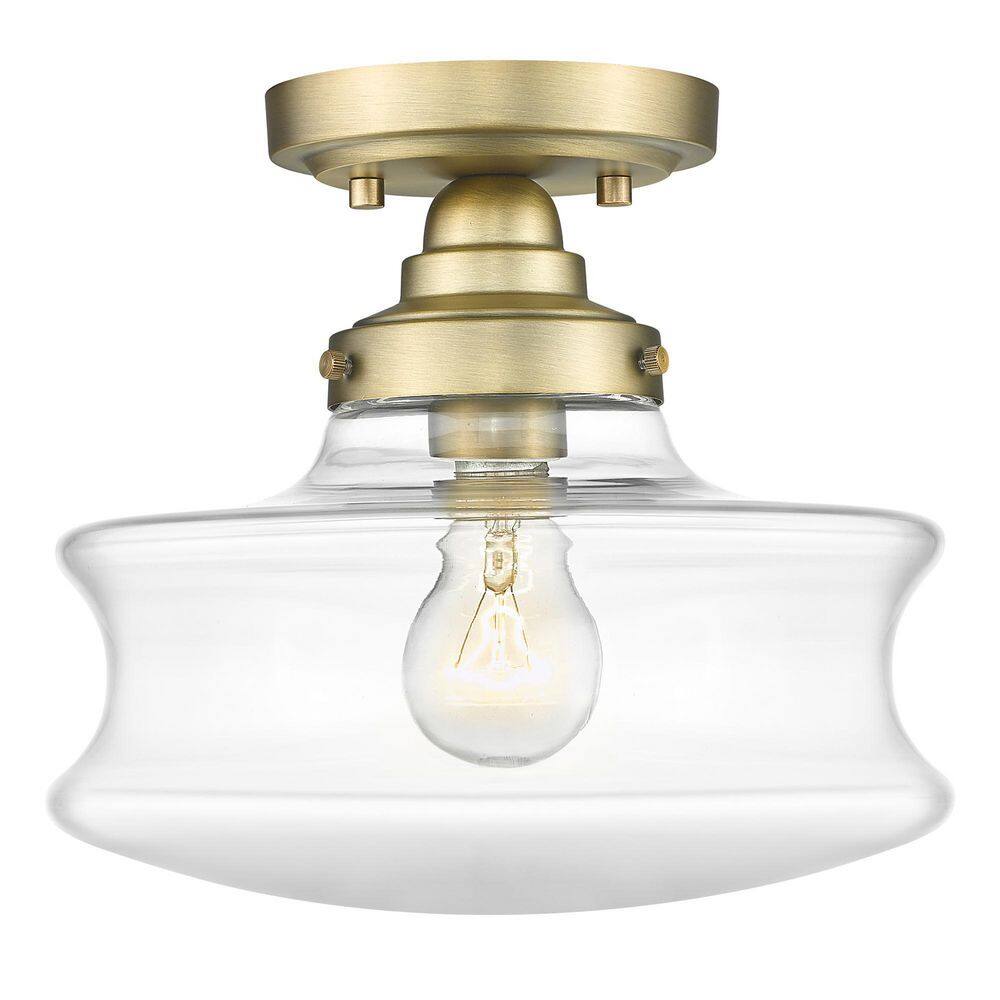 Keal Antique Brass Schoolhouse Convertible Semi-Flush Light
