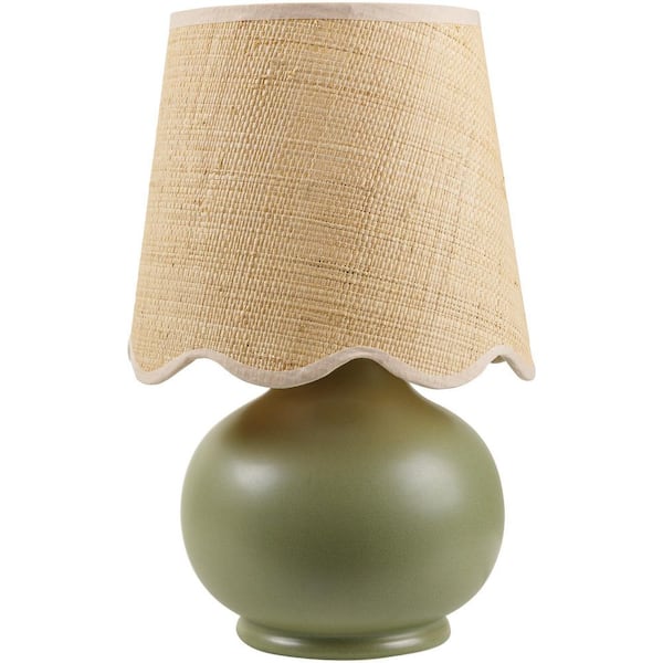 Stella Diminuta Olive/Wheat Cottage 13.8 in. Indoor Accent Table Lamp