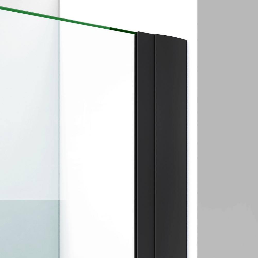 Satin Black Frameless Pivot Shower Door with Clear Glass