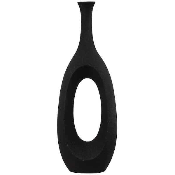 Uniquewise 44 in. Frosted Black Fiberglass Tall Floor Vase Decorative Vase for Modern Home Decor for Living Room, Home Office